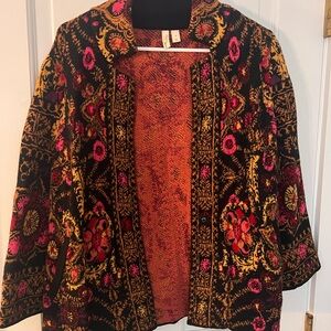 Anthropologie Moth Floral Sweater Jacket
